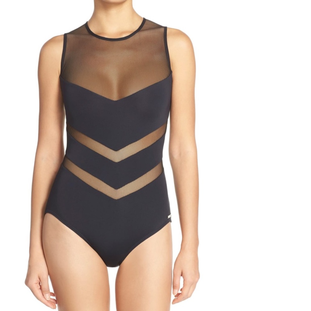 Vince Camuto 'Luxe Mesh Solids' One-Piece Swimsuit